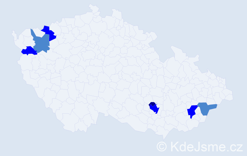 Příjmení: 'Kandelová', počet výskytů 13 v celé ČR
