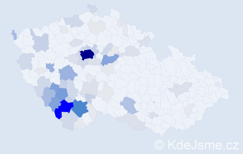 Příjmení: 'Podlešáková', počet výskytů 272 v celé ČR