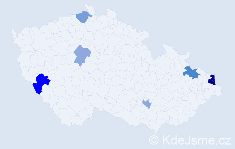 Příjmení: 'Tesarczyková', počet výskytů 34 v celé ČR
