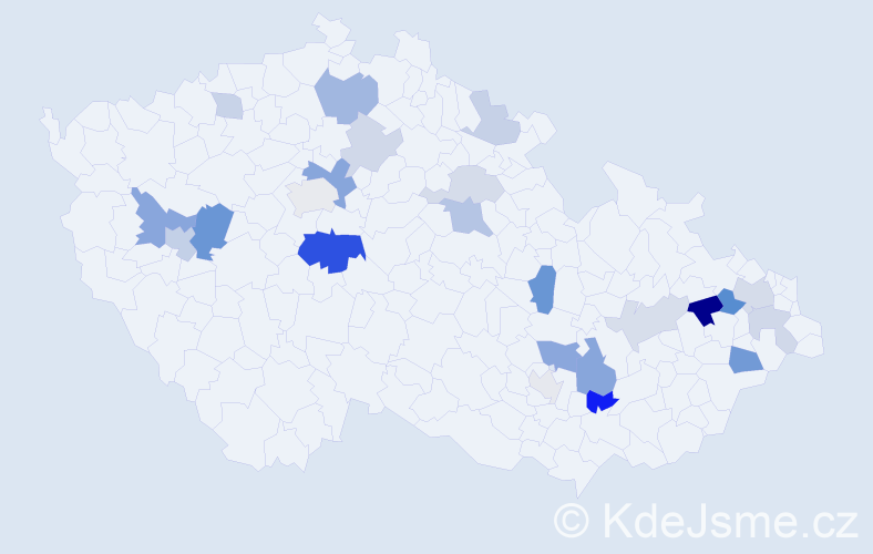 Příjmení: 'Kosa', počet výskytů 46 v celé ČR