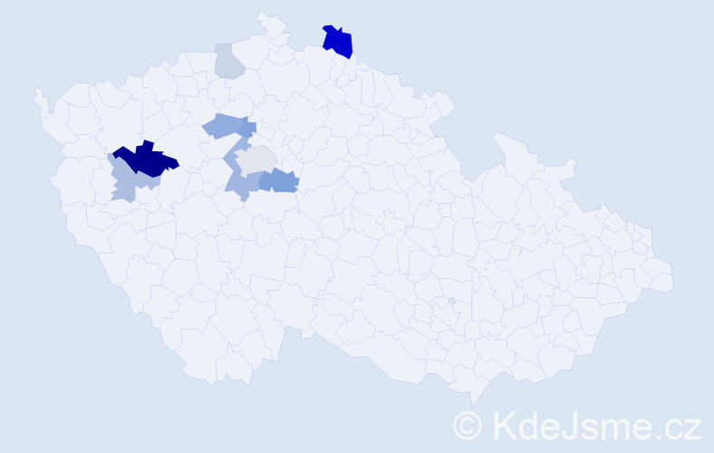 Příjmení: 'Prigl', počet výskytů 17 v celé ČR