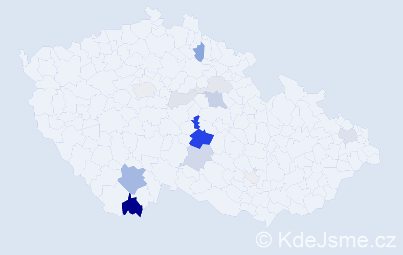 Příjmení: 'Korbela', počet výskytů 41 v celé ČR