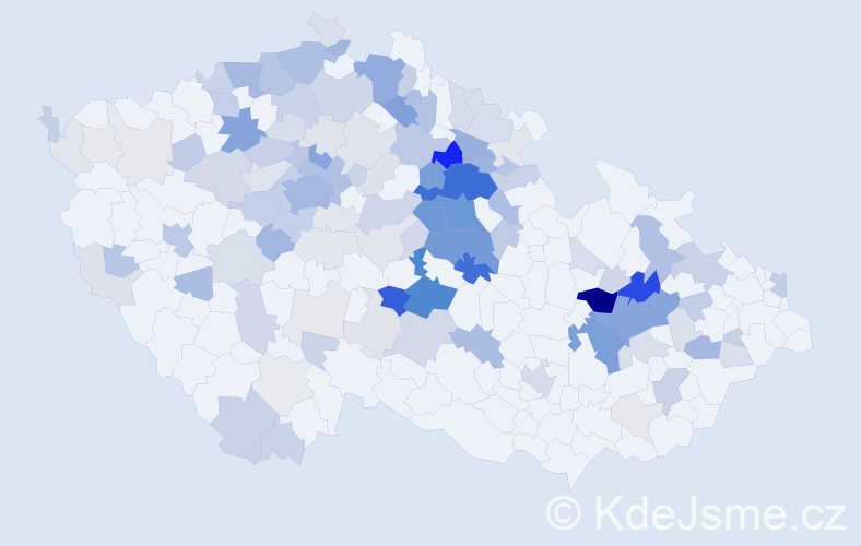 Příjmení: 'Klapková', počet výskytů 422 v celé ČR