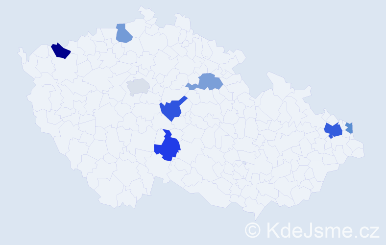 Příjmení: 'Márta', počet výskytů 11 v celé ČR