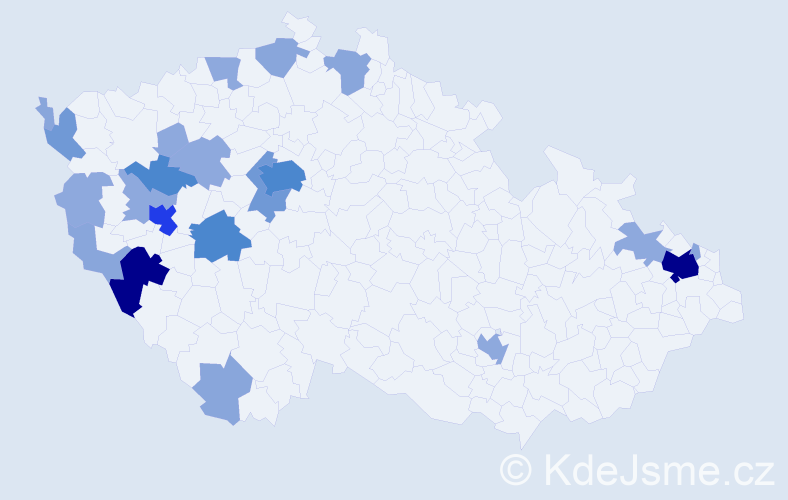 Příjmení: 'Praisová', počet výskytů 61 v celé ČR
