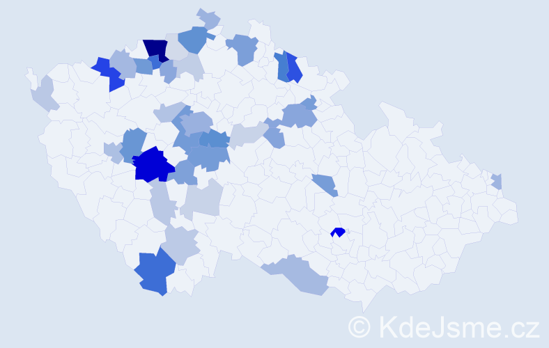 Příjmení: 'Malkovský', počet výskytů 122 v celé ČR