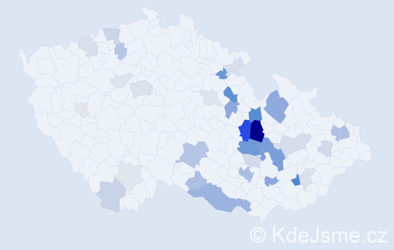 Příjmení: 'Kalandra', počet výskytů 97 v celé ČR