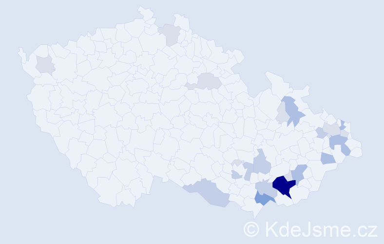 Příjmení: 'Lukeštíková', počet výskytů 61 v celé ČR