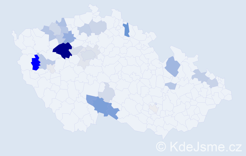 Příjmení: 'Kinštová', počet výskytů 88 v celé ČR