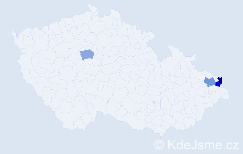 Příjmení: 'Paják', počet výskytů 5 v celé ČR