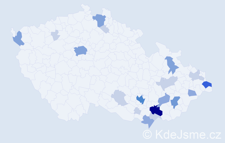 Příjmení: 'Pimek', počet výskytů 56 v celé ČR