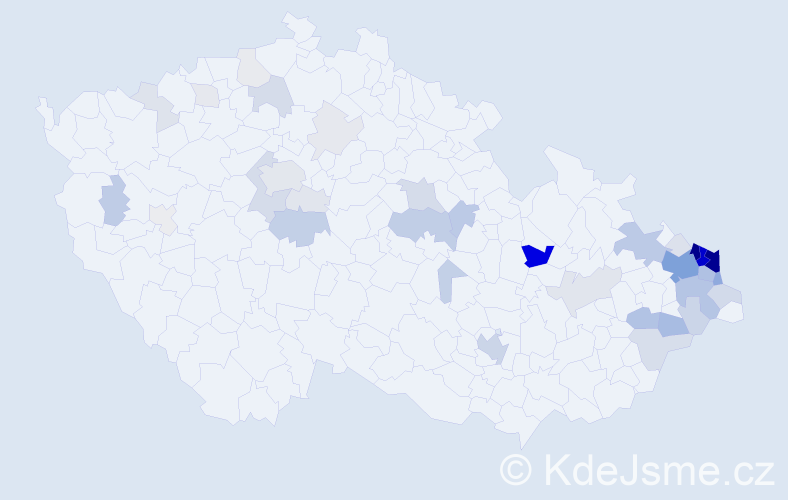 Příjmení: 'Salamon', počet výskytů 198 v celé ČR