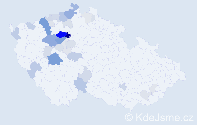 Příjmení: 'Kinter', počet výskytů 103 v celé ČR
