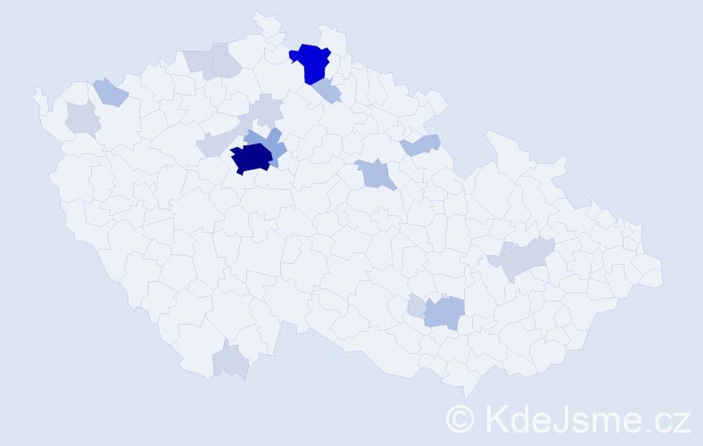 Příjmení: 'Hrabar', počet výskytů 52 v celé ČR
