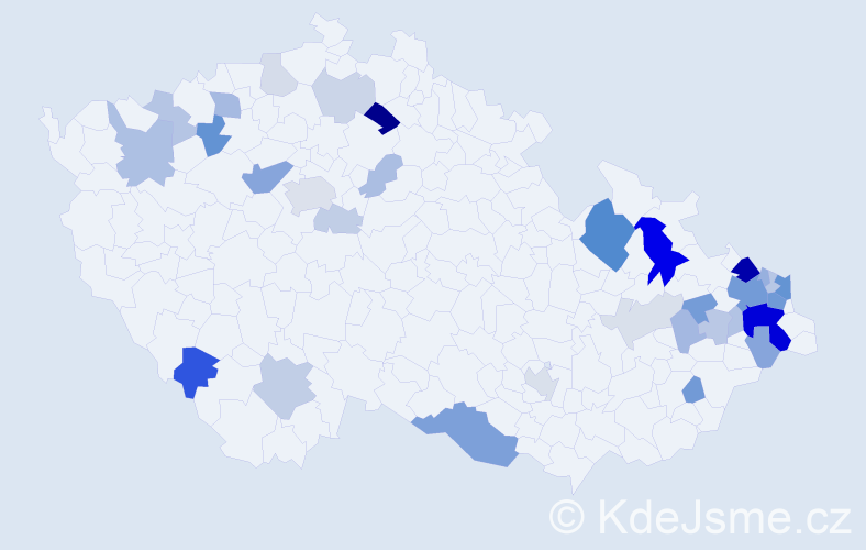 Příjmení: 'Lesniak', počet výskytů 97 v celé ČR