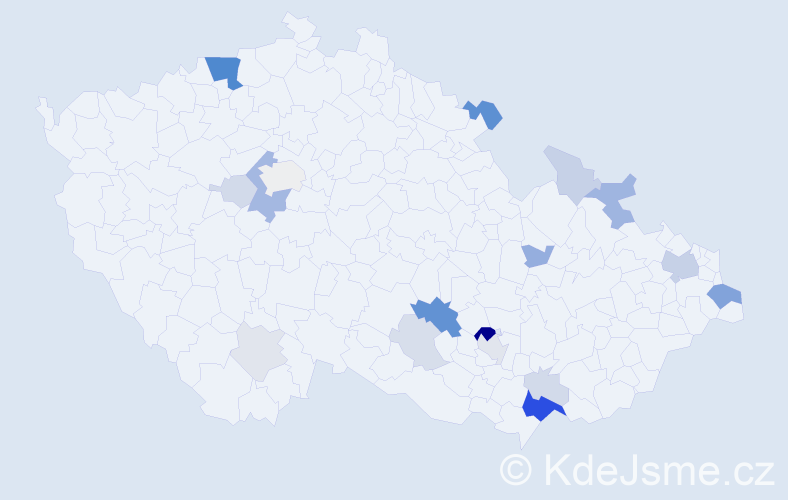 Příjmení: 'Koštoval', počet výskytů 59 v celé ČR