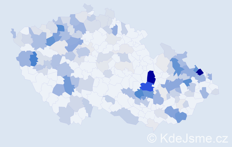 Příjmení: 'Kozelková', počet výskytů 610 v celé ČR