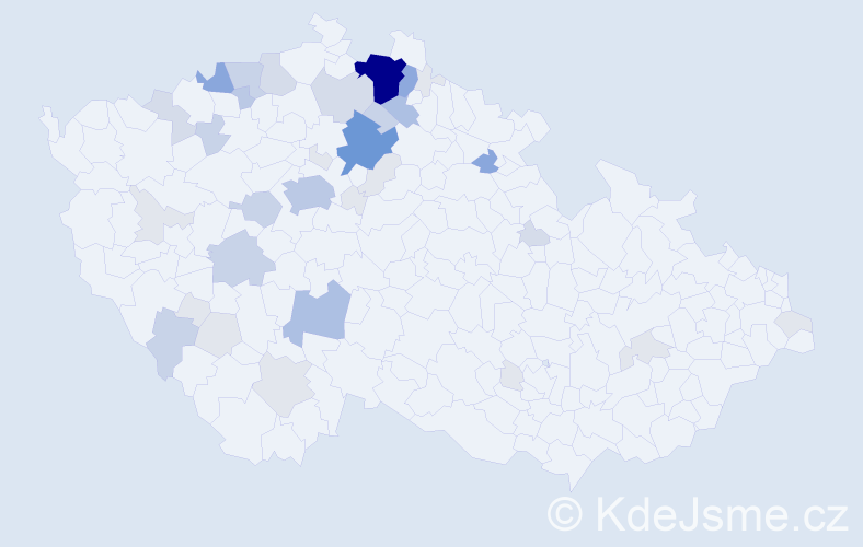 Příjmení: 'Růta', počet výskytů 128 v celé ČR