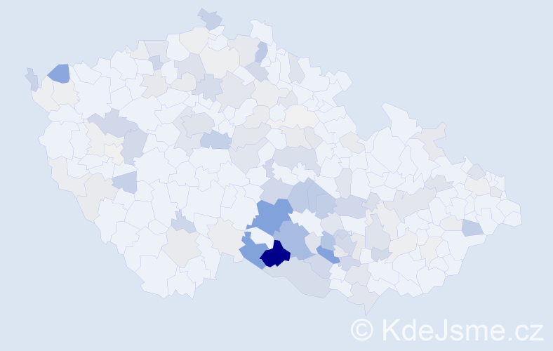Příjmení: 'Kabelka', počet výskytů 456 v celé ČR