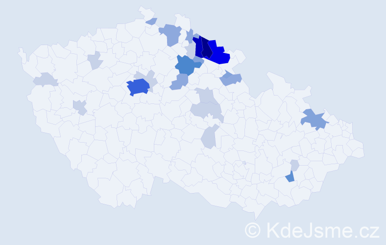 Příjmení: 'Kaván', počet výskytů 79 v celé ČR