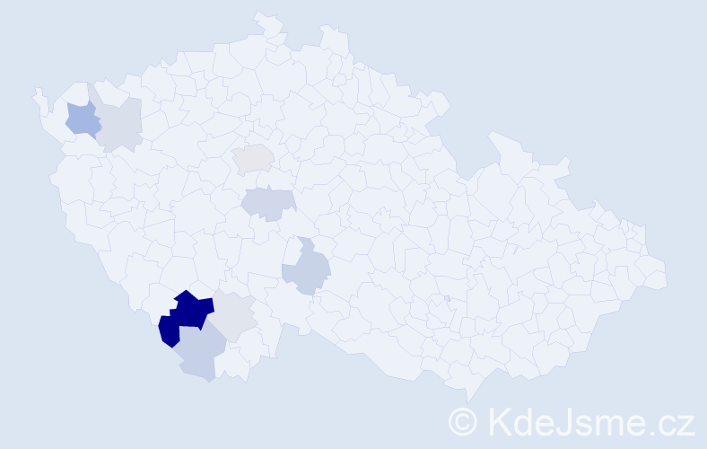 Příjmení: 'Pauleová', počet výskytů 21 v celé ČR
