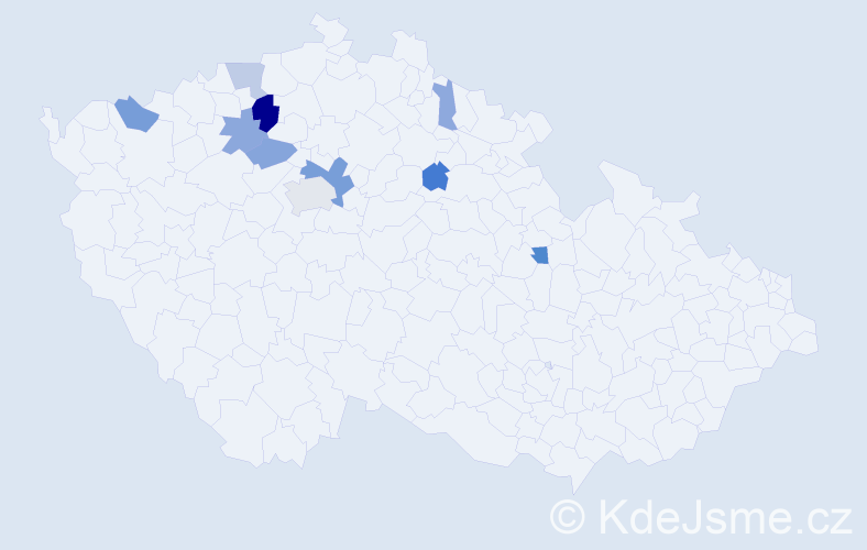 Příjmení: 'Krof', počet výskytů 28 v celé ČR