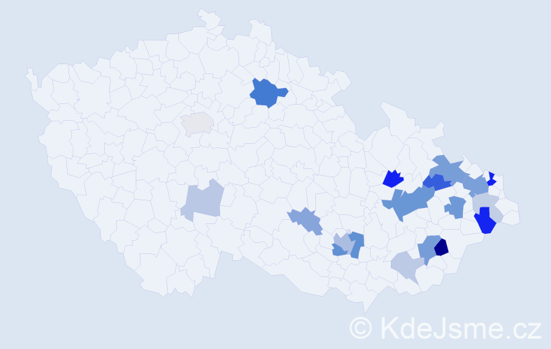 Příjmení: 'Mílek', počet výskytů 47 v celé ČR