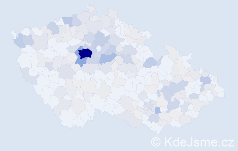 Příjmení: 'Borovička', počet výskytů 858 v celé ČR
