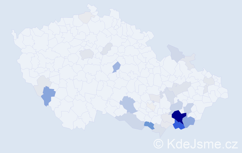 Příjmení: 'Bachan', počet výskytů 152 v celé ČR