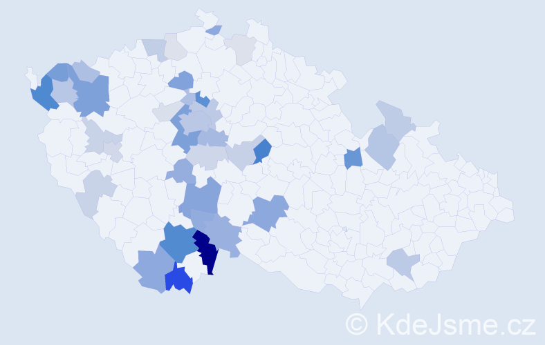 Příjmení: 'Kročák', počet výskytů 106 v celé ČR