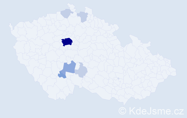 Příjmení: 'Dobal', počet výskytů 19 v celé ČR