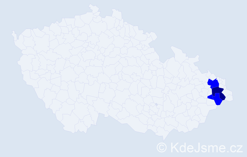 Příjmení: 'Kapčová', počet výskytů 5 v celé ČR