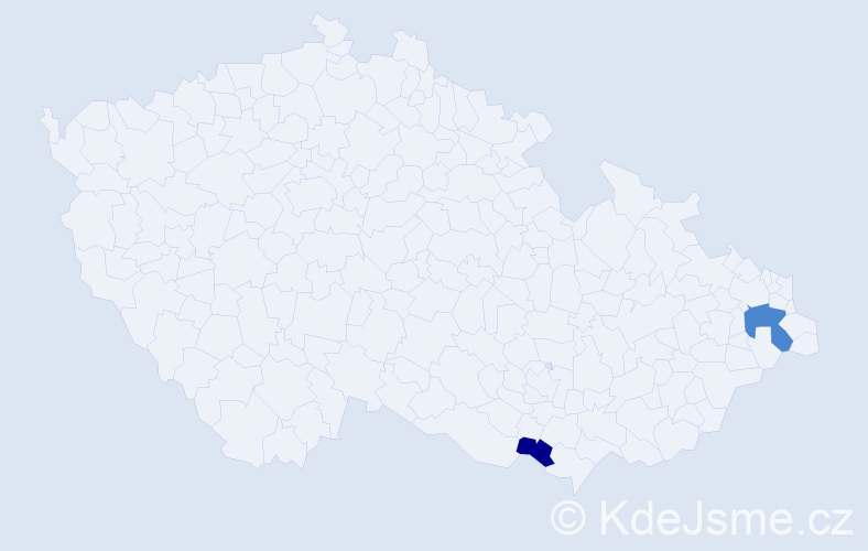 Příjmení: 'Novosák', počet výskytů 6 v celé ČR