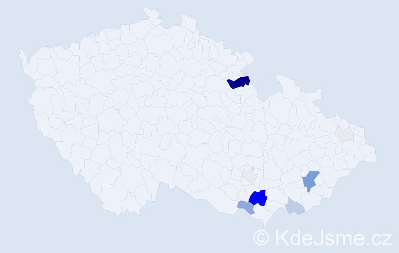 Příjmení: 'Mikáčová', počet výskytů 22 v celé ČR