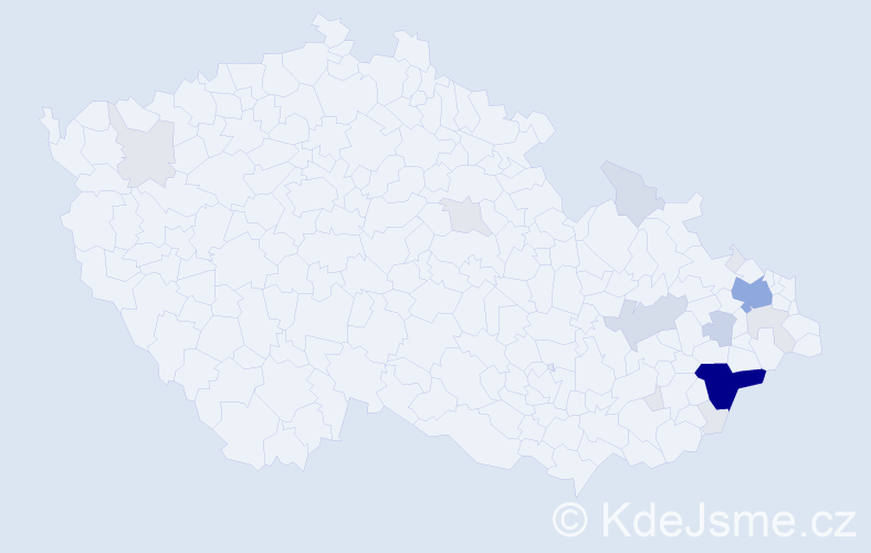 Příjmení: 'Machalec', počet výskytů 57 v celé ČR