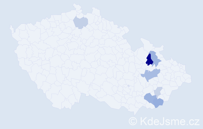 Příjmení: 'Bahulík', počet výskytů 23 v celé ČR