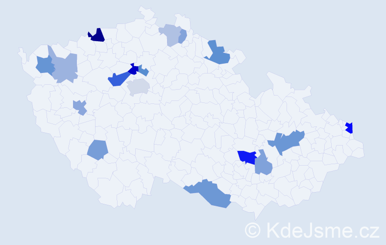 Příjmení: 'Nikolová', počet výskytů 36 v celé ČR