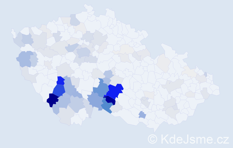 Příjmení: 'Rod', počet výskytů 469 v celé ČR
