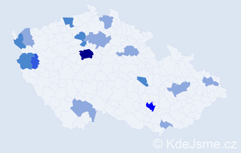 Příjmení: 'Pitoňáková', počet výskytů 36 v celé ČR