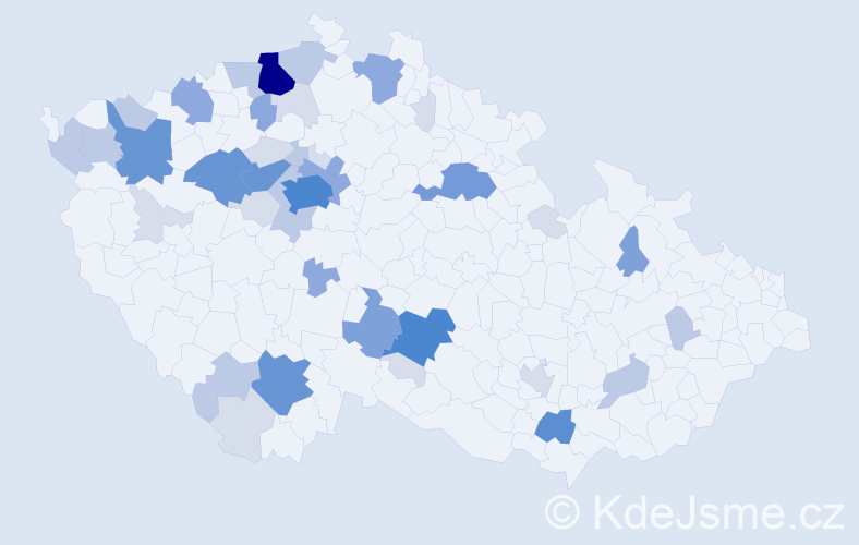 Příjmení: 'Mrhal', počet výskytů 135 v celé ČR