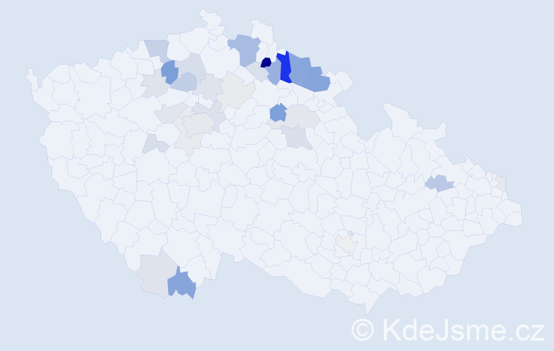 Příjmení: 'Udatný', počet výskytů 94 v celé ČR