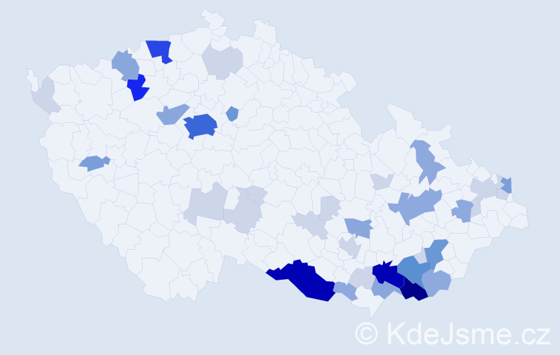 Příjmení: 'Malárová', počet výskytů 128 v celé ČR