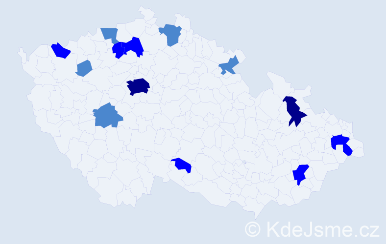 Příjmení: 'Lamperová', počet výskytů 23 v celé ČR
