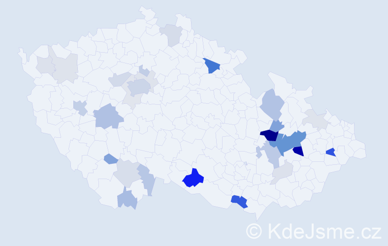 Příjmení: 'Vočková', počet výskytů 96 v celé ČR