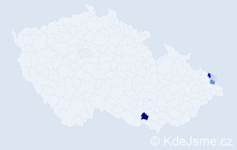 Příjmení: 'Bobrek', počet výskytů 20 v celé ČR