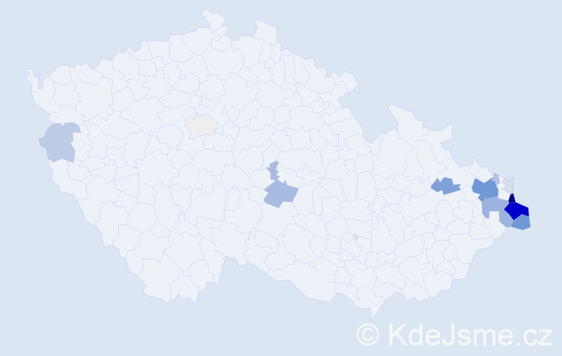 Příjmení: 'Pindor', počet výskytů 51 v celé ČR