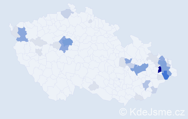 Příjmení: 'Rečka', počet výskytů 108 v celé ČR