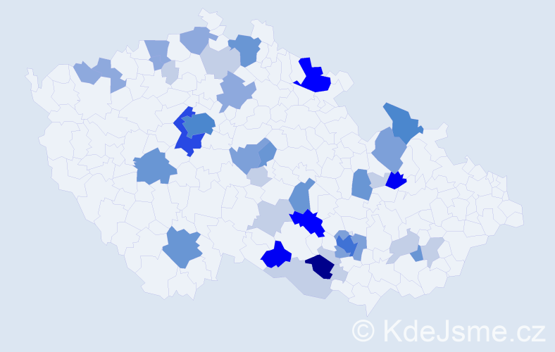 Příjmení: 'Bartuněk', počet výskytů 130 v celé ČR