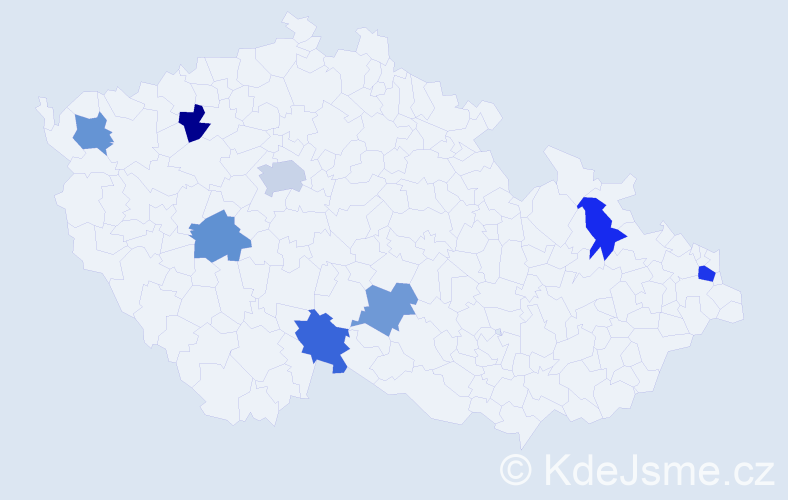 Příjmení: 'Pristáš', počet výskytů 10 v celé ČR