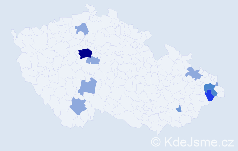 Příjmení: 'Karlická', počet výskytů 29 v celé ČR